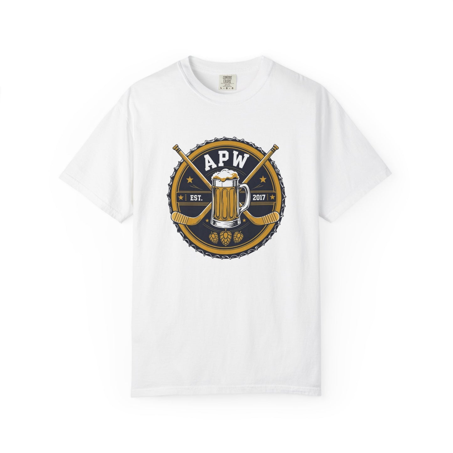APW Beer League Hockey Vintage Badge Tee - Premium Cotton