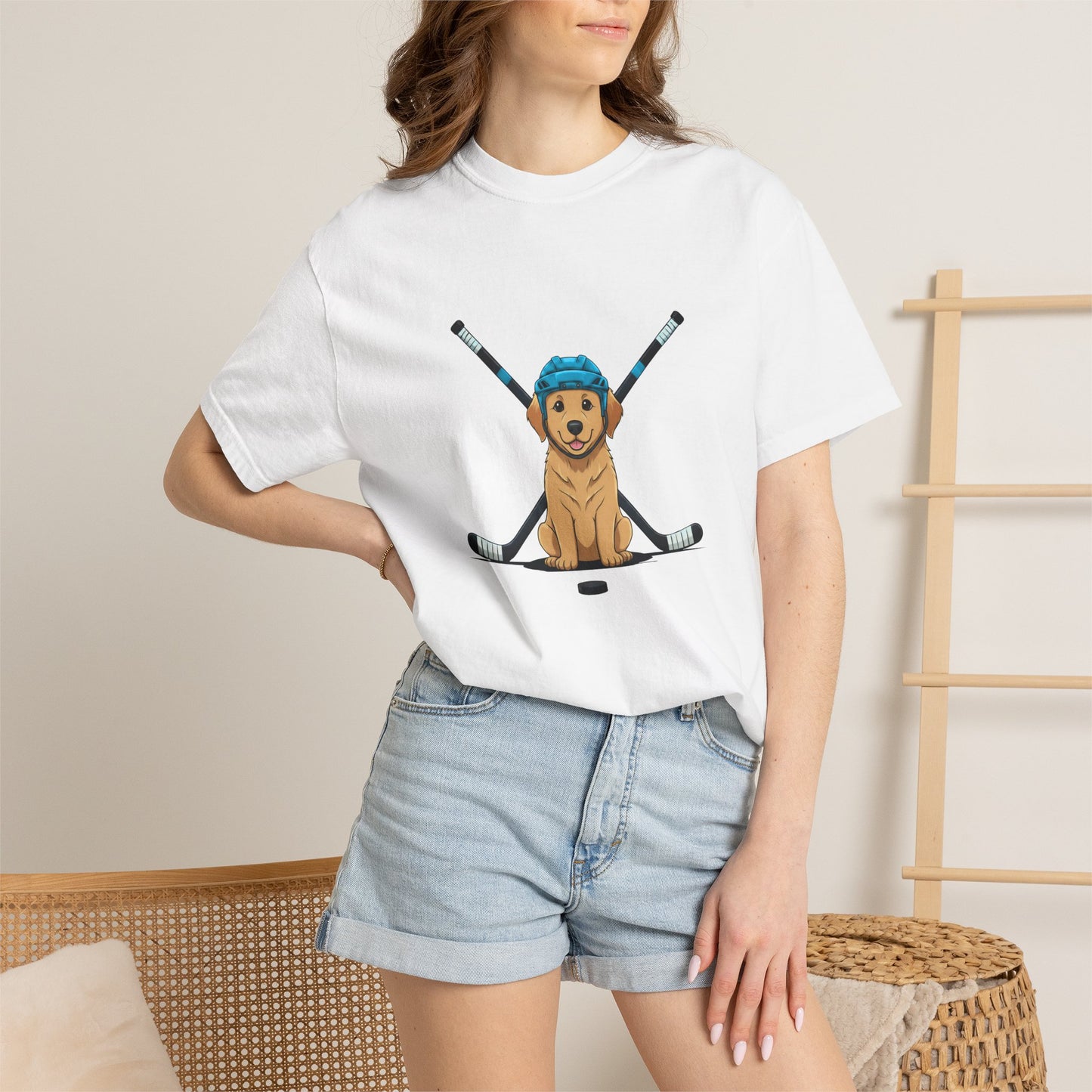 Ice Hounds Golden Retriever (Teal Helmet) Hockey Tee