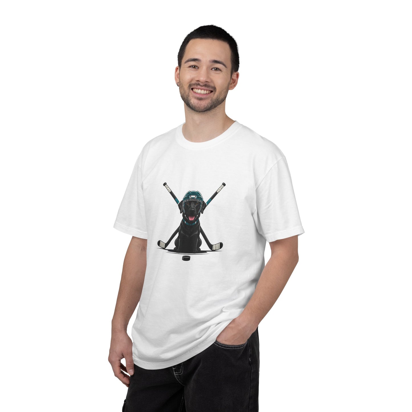 Ice Hounds Black Labrador (Teal Helmet) Hockey Tee