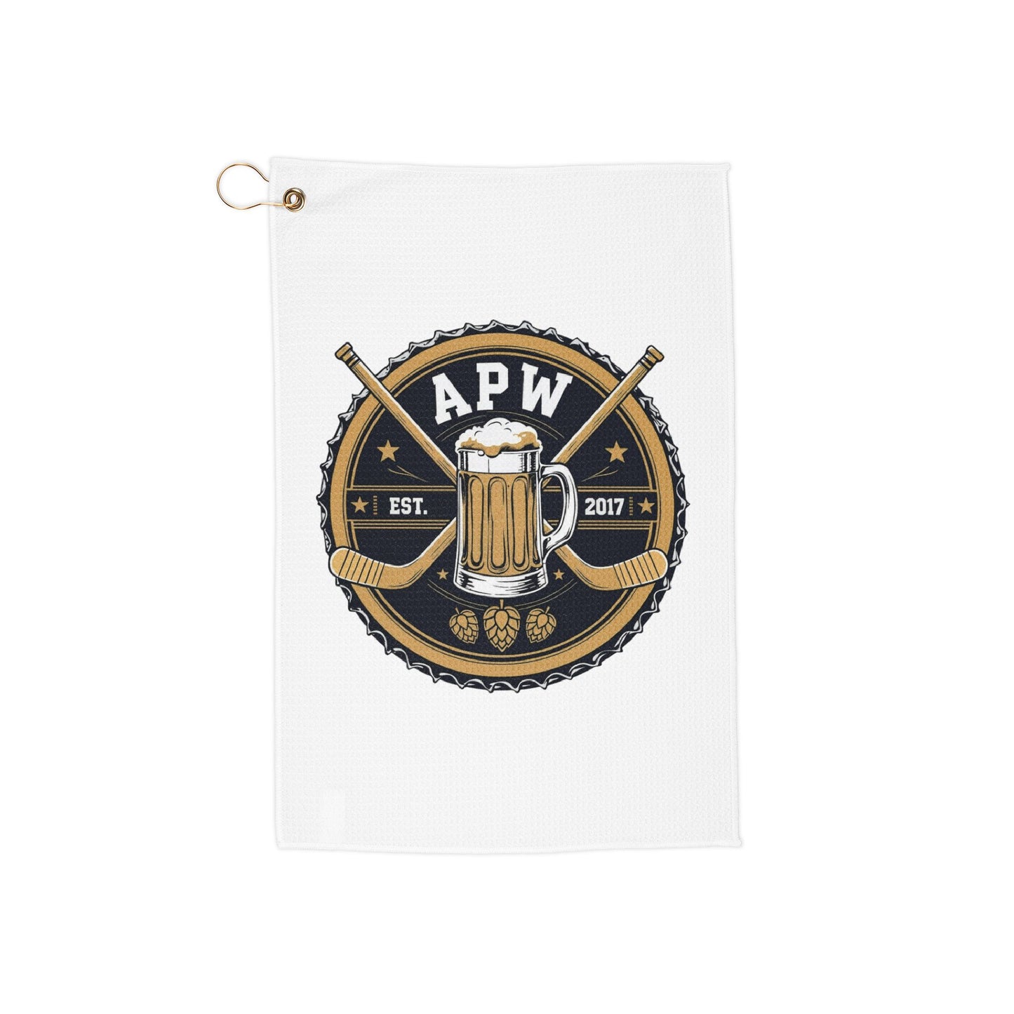 APW Beer League Hockey Golf Towel - Vintage Badge