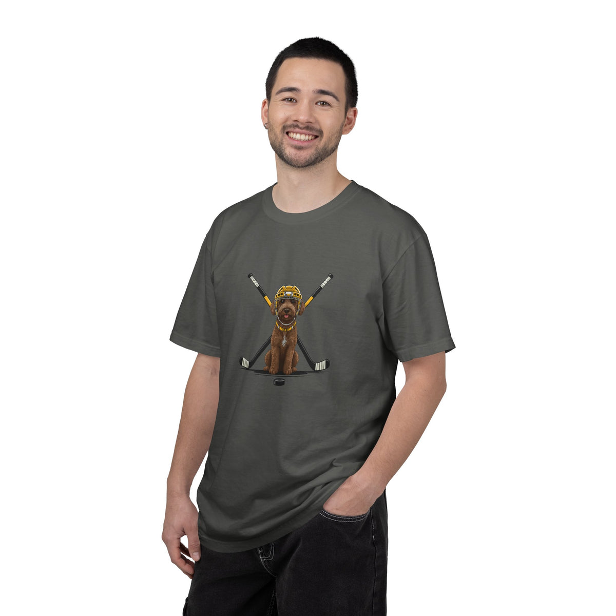 Ice Hounds Australian Labradoodle (Yellow Helmet) Hockey Tee