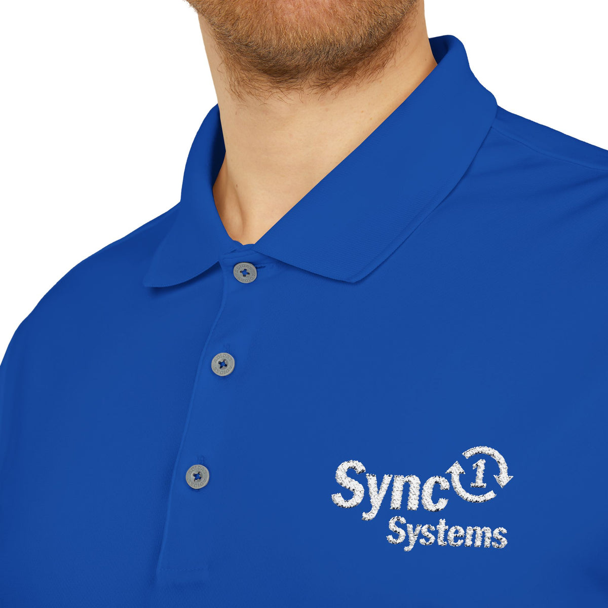 Blue Performance Polo - Sync 1 Systems Logo Shirt