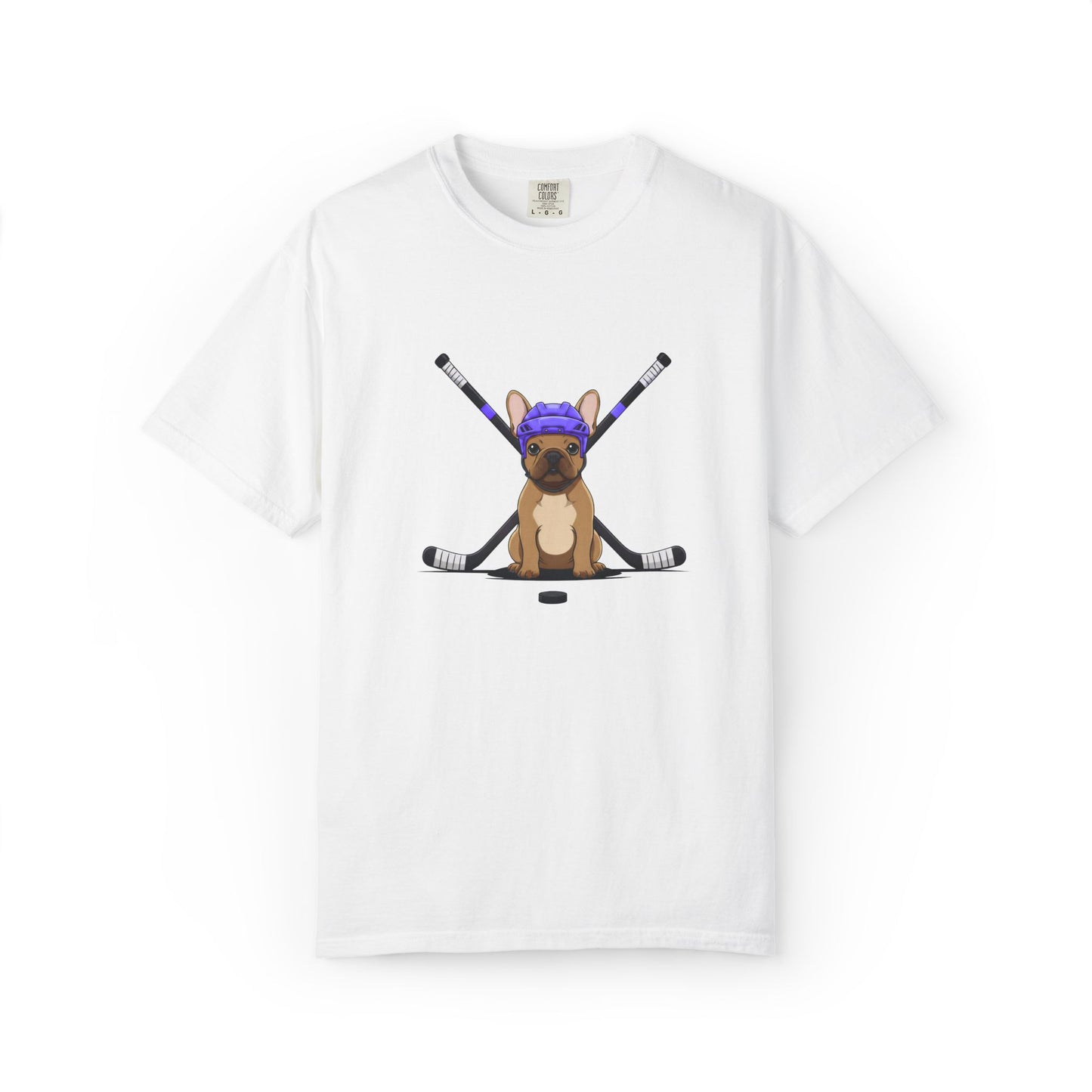 Ice Hounds French Bulldog (Purple Helmet) Hockey Tee
