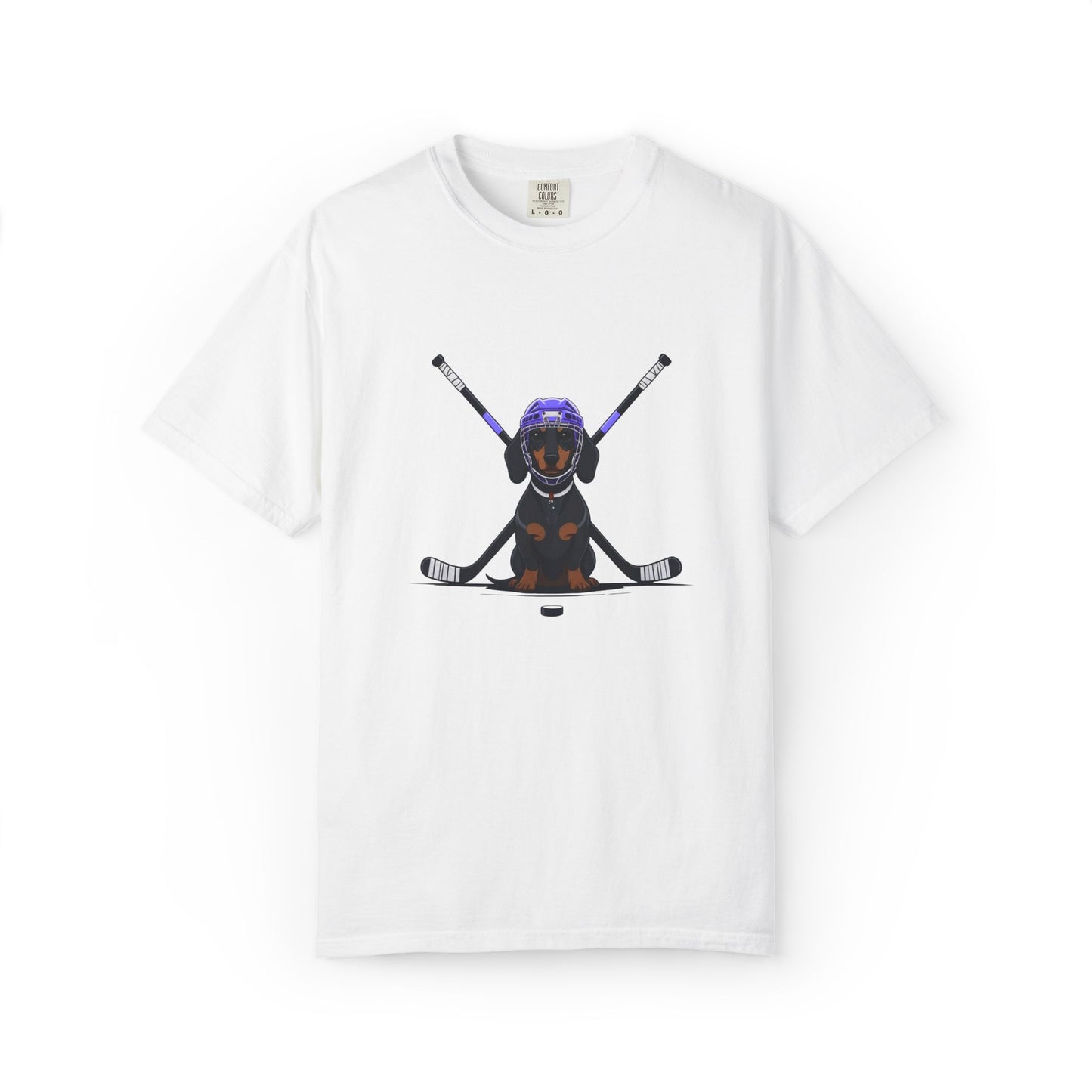 Ice Hounds Dachshund (Purple Helmet) Hockey Tee