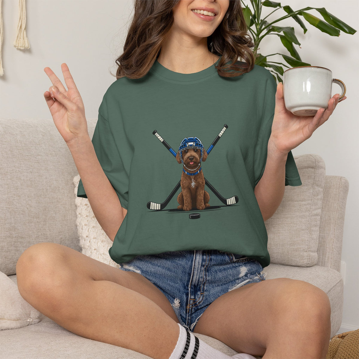 Ice Hounds Australian Labradoodle (Blue Helmet) Hockey Tee