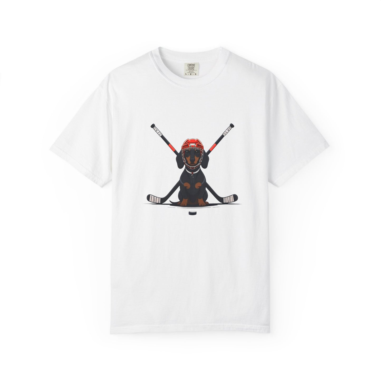 Ice Hounds Dachshund (Red Helmet) Hockey Tee