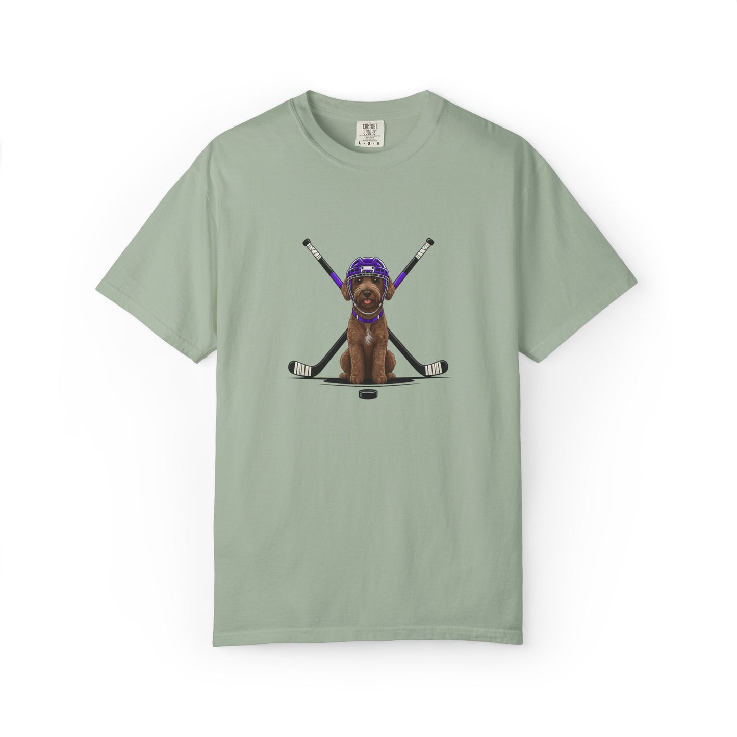 Ice Hounds Australian Labradoodle (Purple Helmet) Hockey Tee