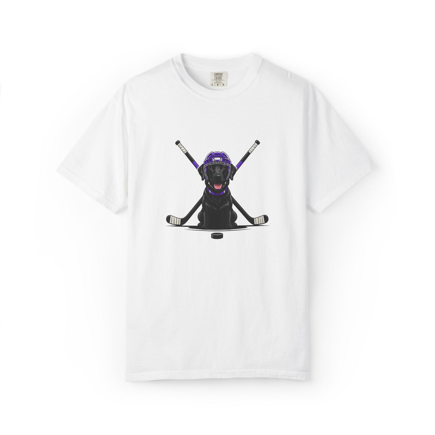 Ice Hounds Black Labrador (Purple Helmet) Hockey Tee