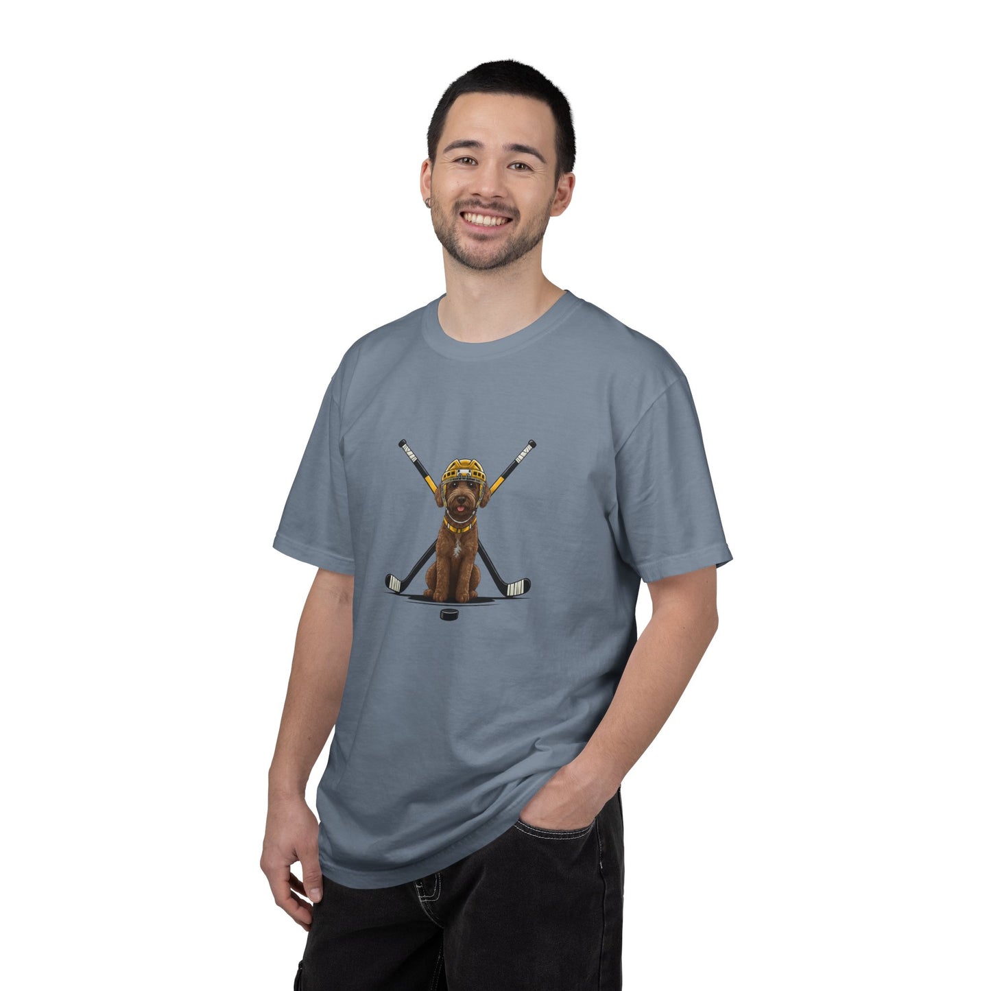 Ice Hounds Australian Labradoodle (Yellow Helmet) Hockey Tee