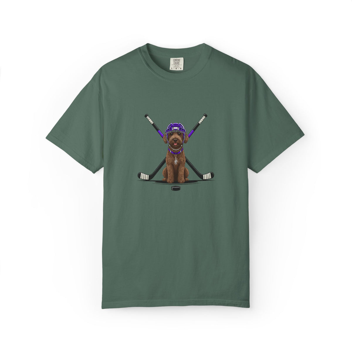 Ice Hounds Australian Labradoodle (Purple Helmet) Hockey Tee