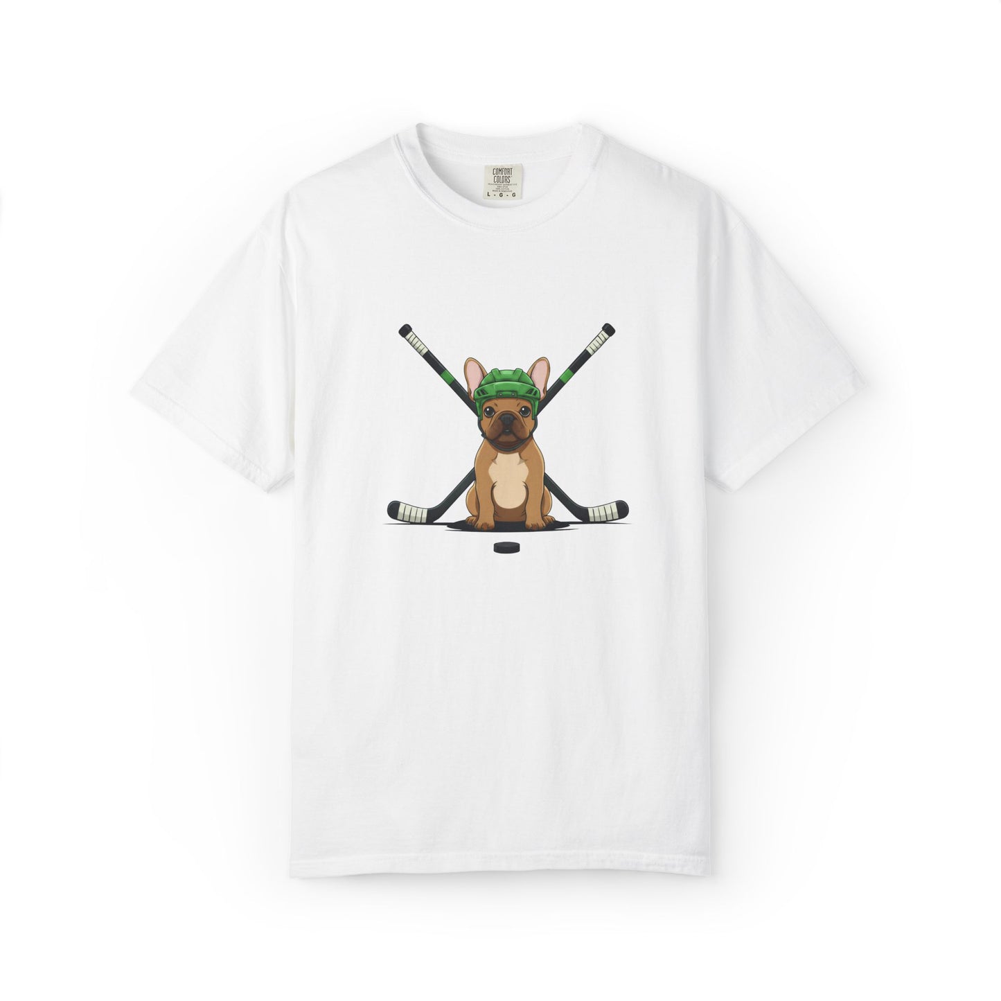 Ice Hounds French Bulldog (Green Helmet) Hockey Tee