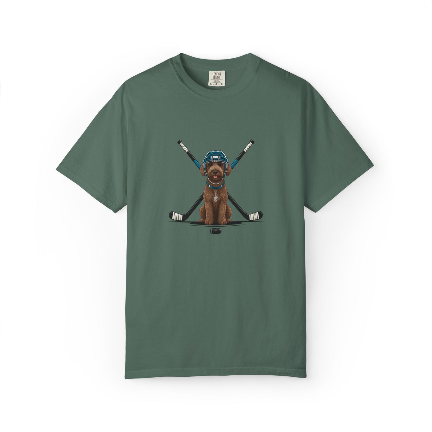 Ice Hounds Australian Labradoodle (Teal Helmet) Hockey Tee