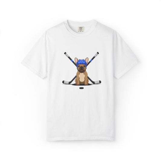 Ice Hounds French Bulldog (Blue Helmet) Hockey Tee