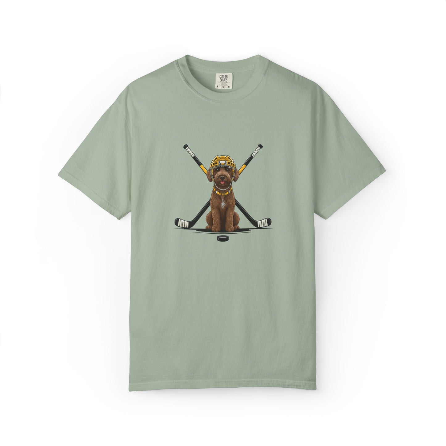 Ice Hounds Australian Labradoodle (Yellow Helmet) Hockey Tee