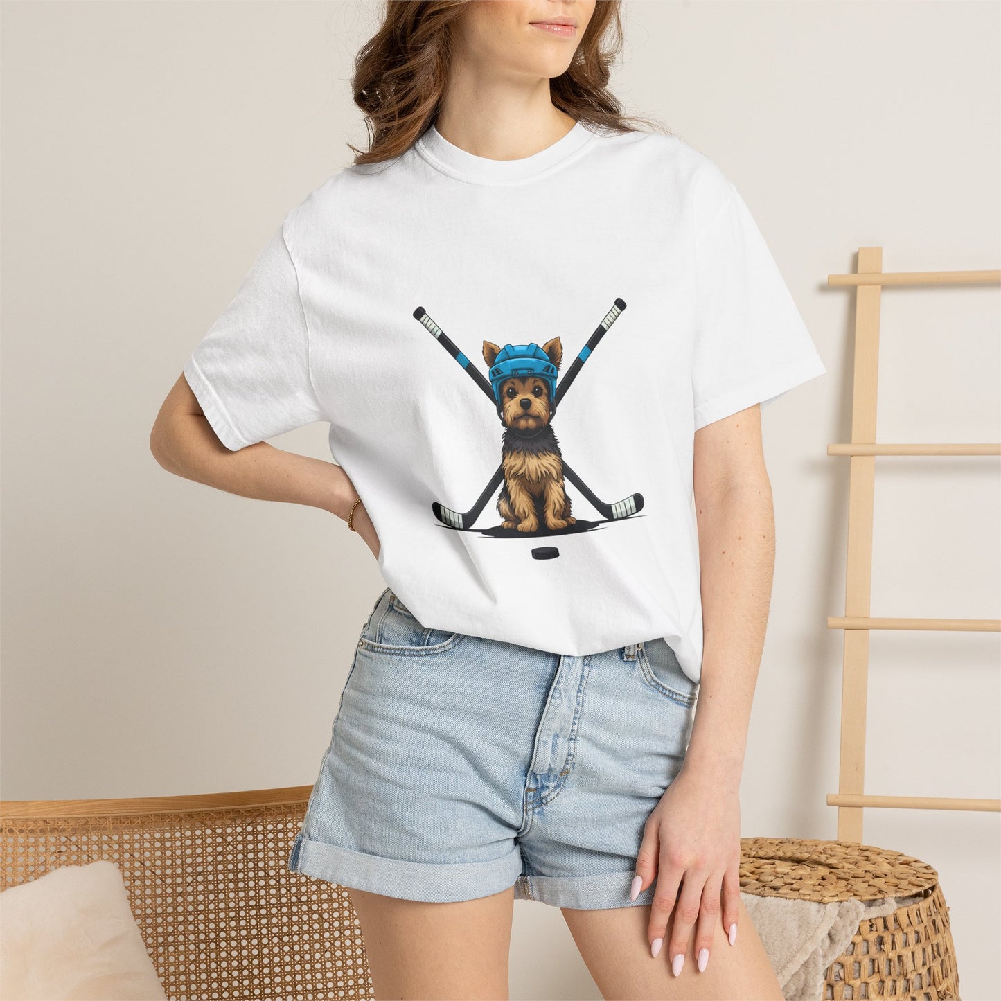 Ice Hounds Yorkshire Terrier (Teal Helmet) Hockey Tee