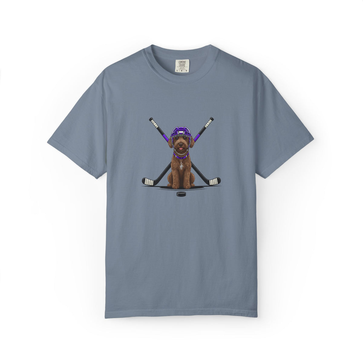 Ice Hounds Australian Labradoodle (Purple Helmet) Hockey Tee