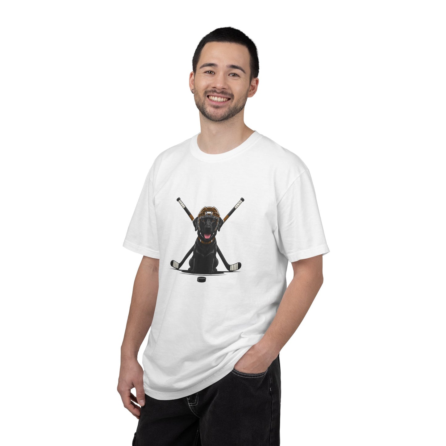 Ice Hounds Black Labrador (Orange Helmet) Hockey Tee
