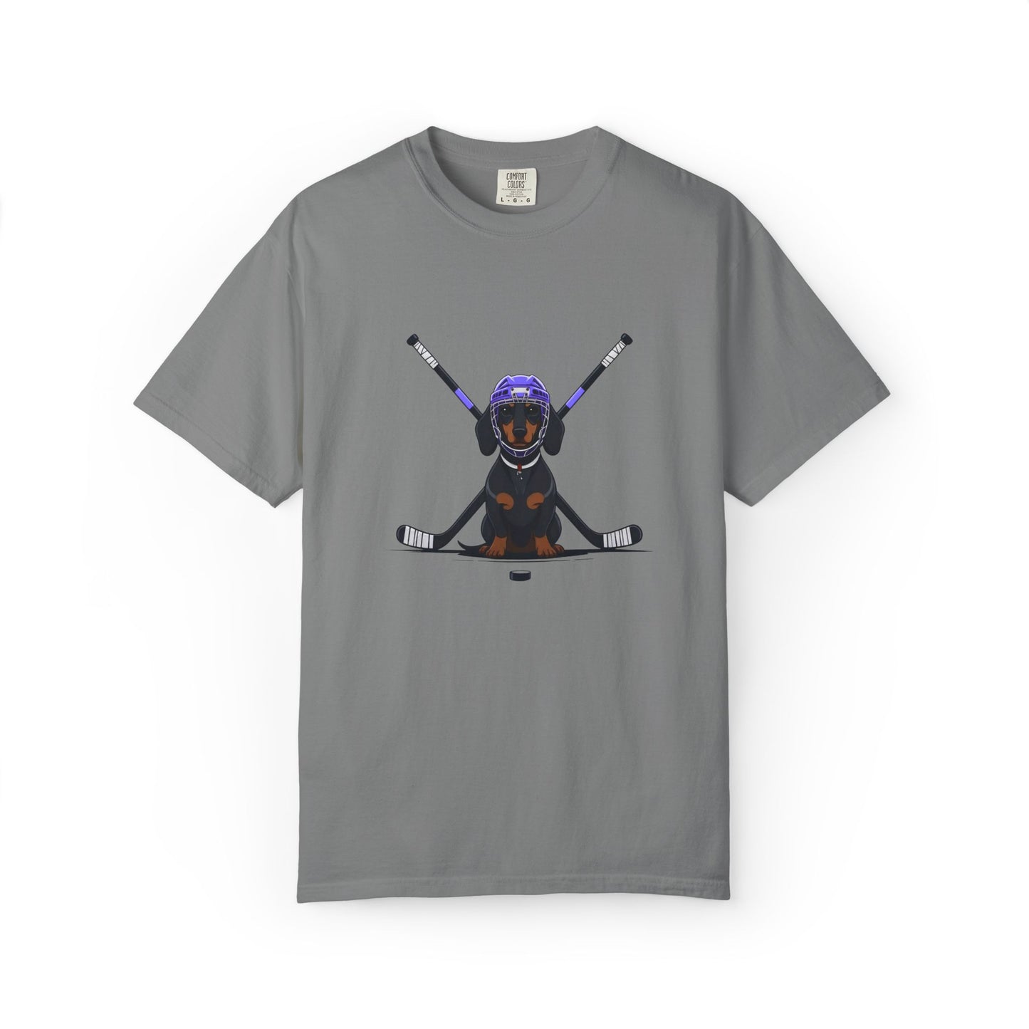 Ice Hounds Dachshund (Purple Helmet) Hockey Tee