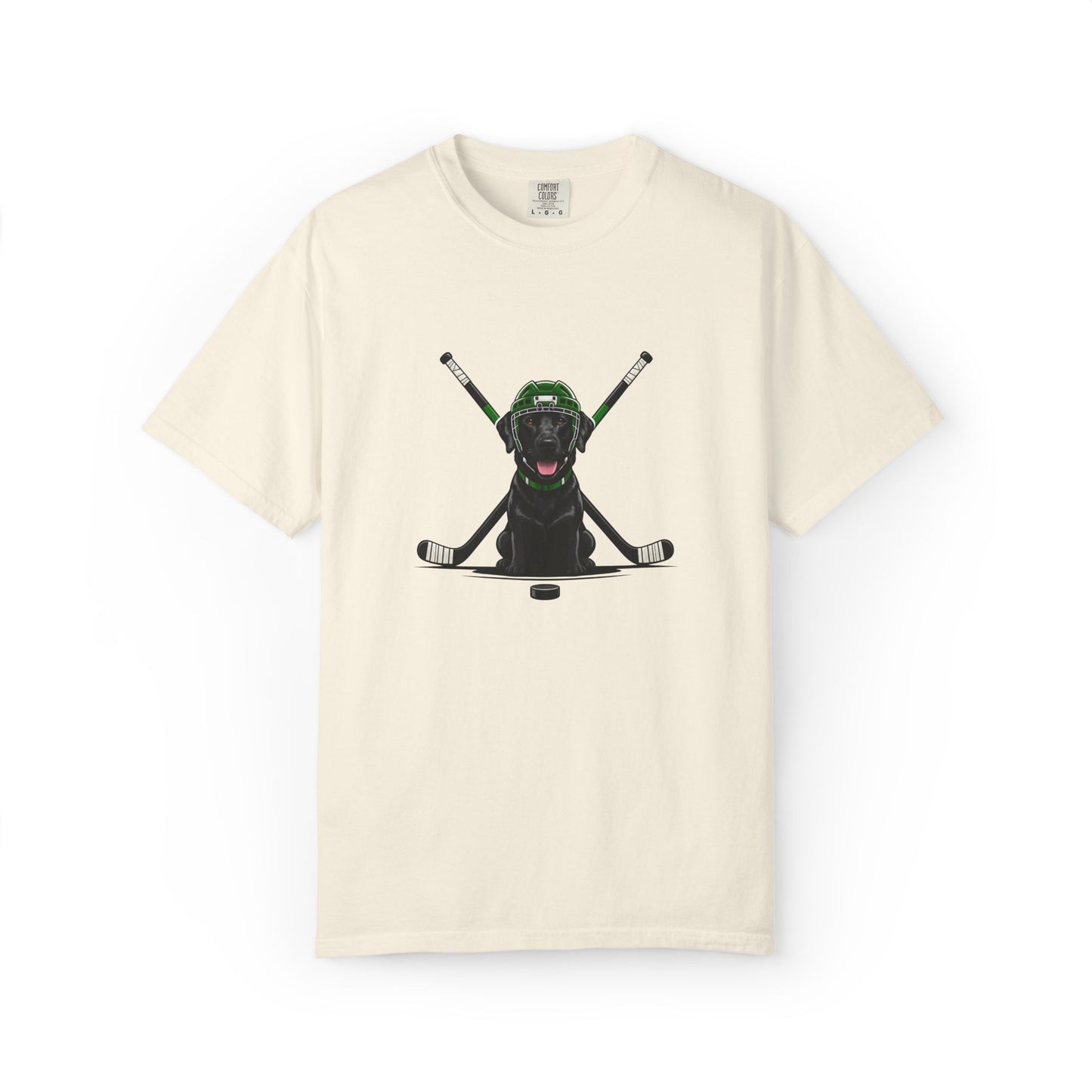 Ice Hounds Black Labrador (Green Helmet) Hockey Tee