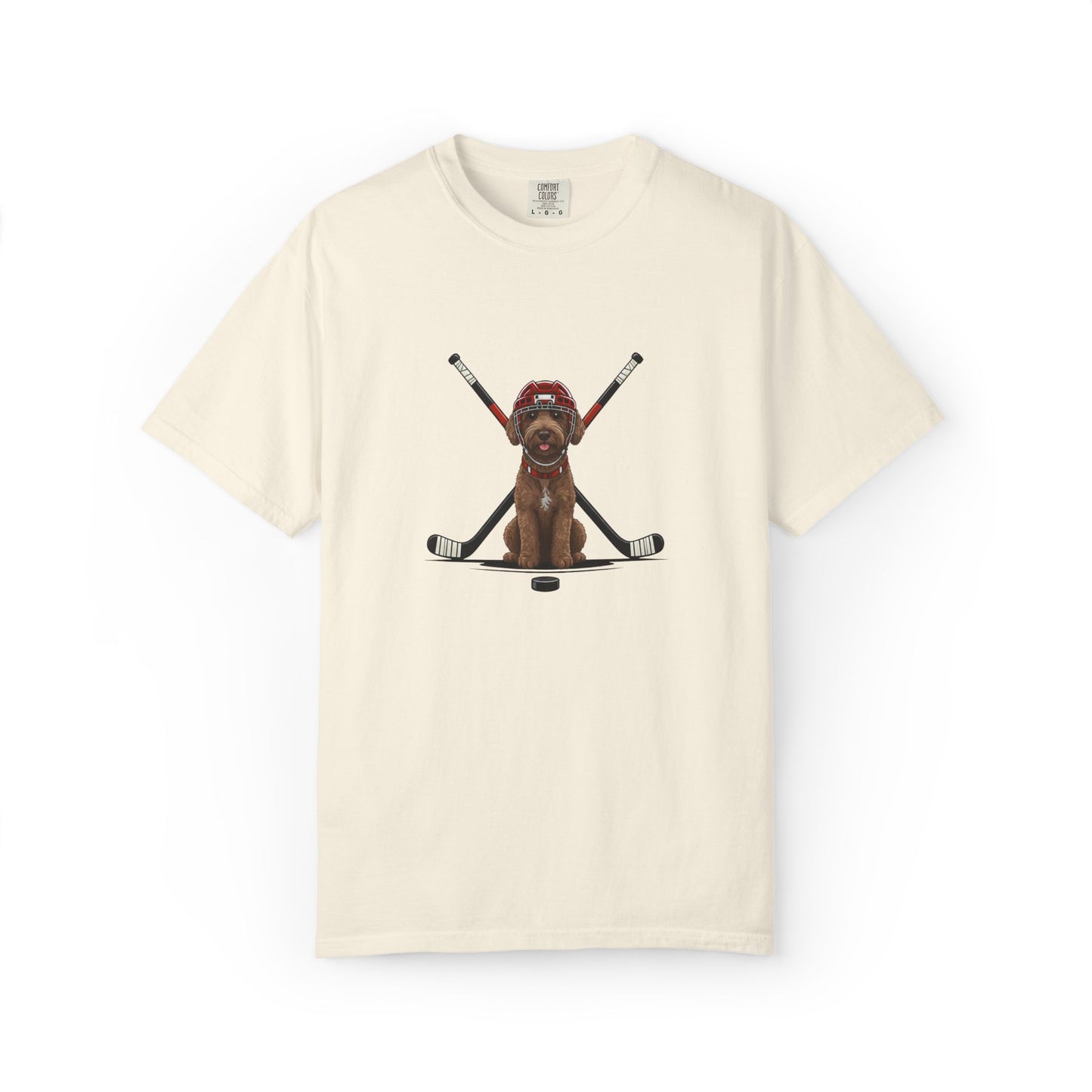 Ice Hounds Australian Labradoodle (Red Helmet) Hockey Tee