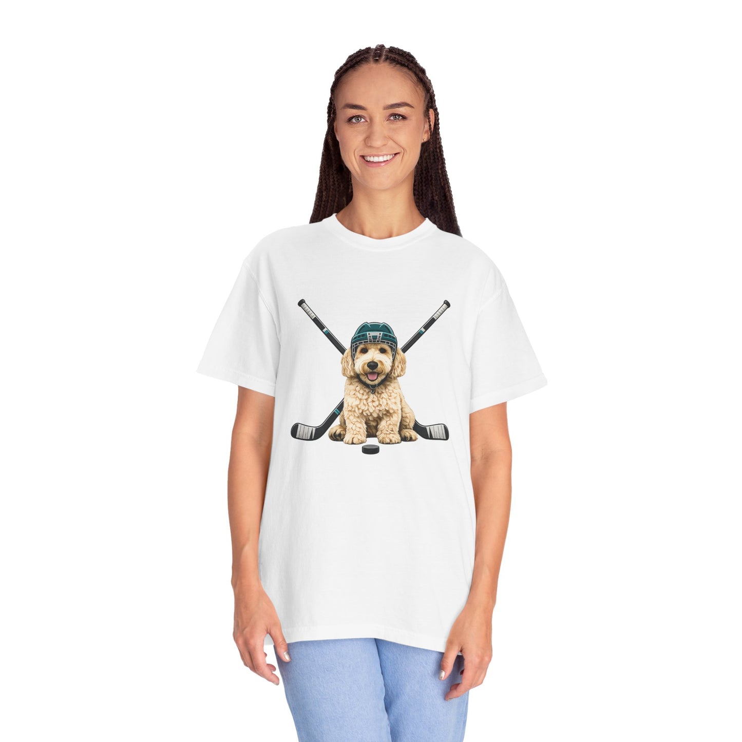 Ice Hounds Golden Doodle (Teal Helmet) Hockey Tee