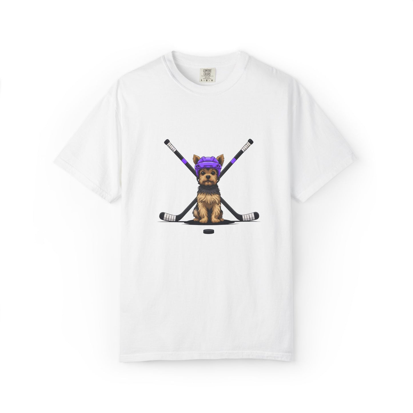 Ice Hounds Yorkshire Terrier (Purple Helmet) Hockey Tee