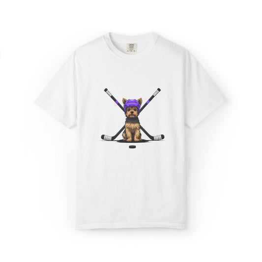 Ice Hounds Yorkshire Terrier (Purple Helmet) Hockey Tee