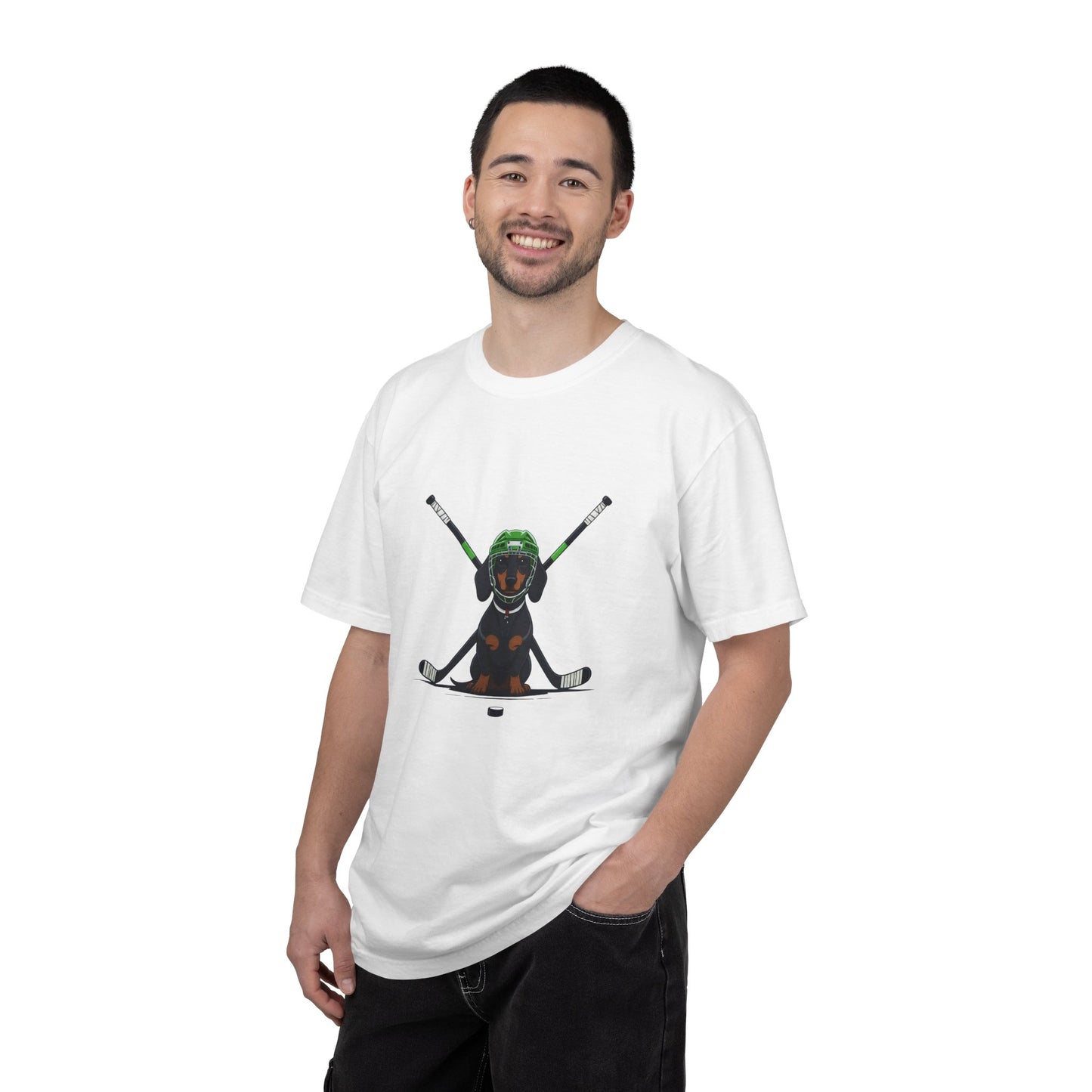 Ice Hounds Dachshund (Green Helmet) Hockey Tee