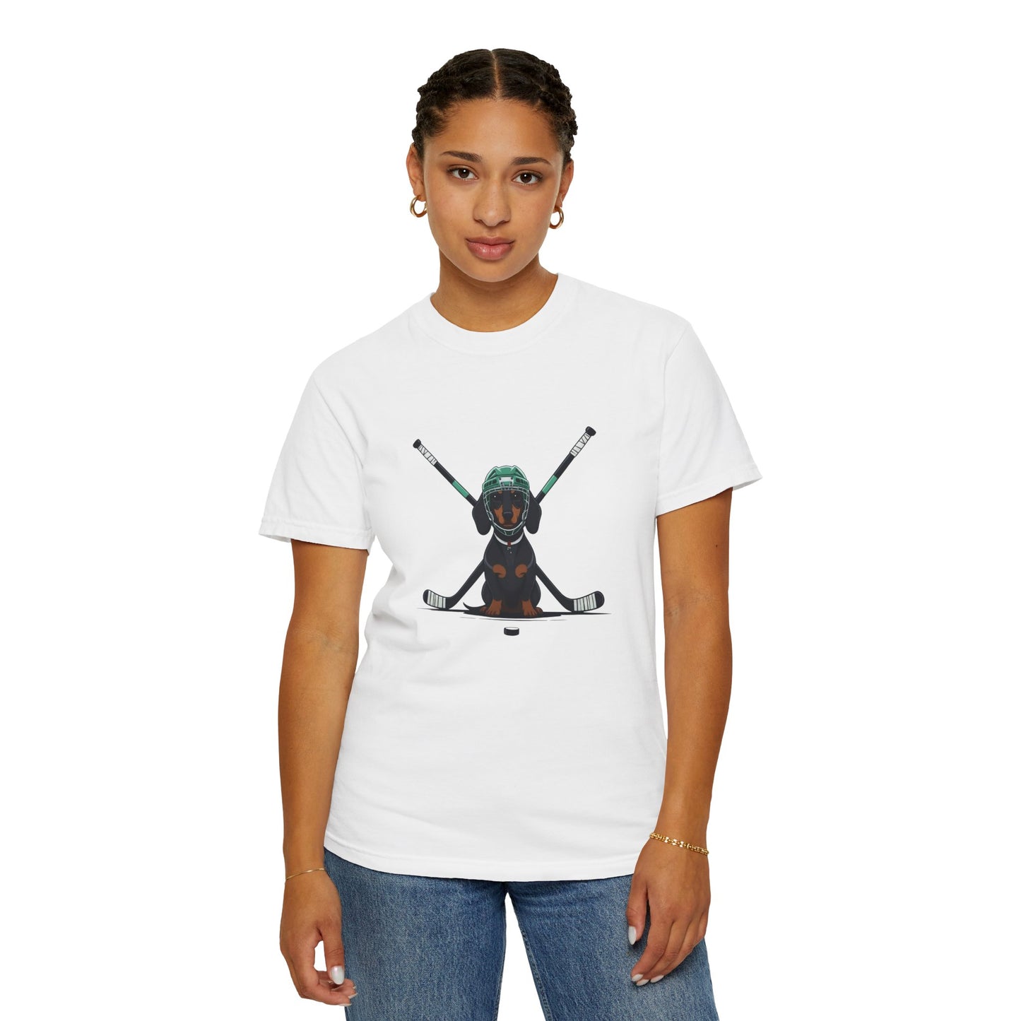 Ice Hounds Dachshund (Teal Helmet) Hockey Tee