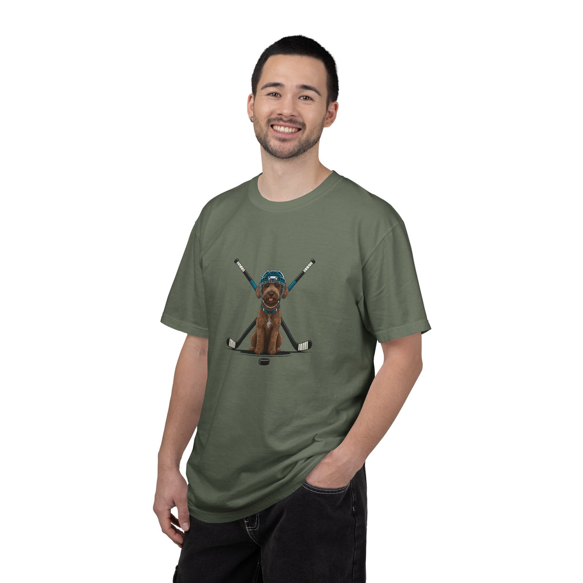 Ice Hounds Australian Labradoodle (Teal Helmet) Hockey Tee