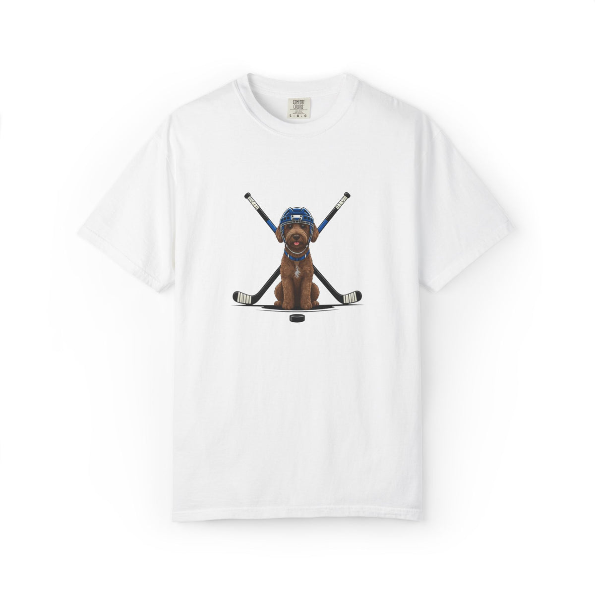 Ice Hounds Australian Labradoodle (Blue Helmet) Hockey Tee