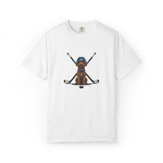 Ice Hounds Australian Labradoodle (Blue Helmet) Hockey Tee