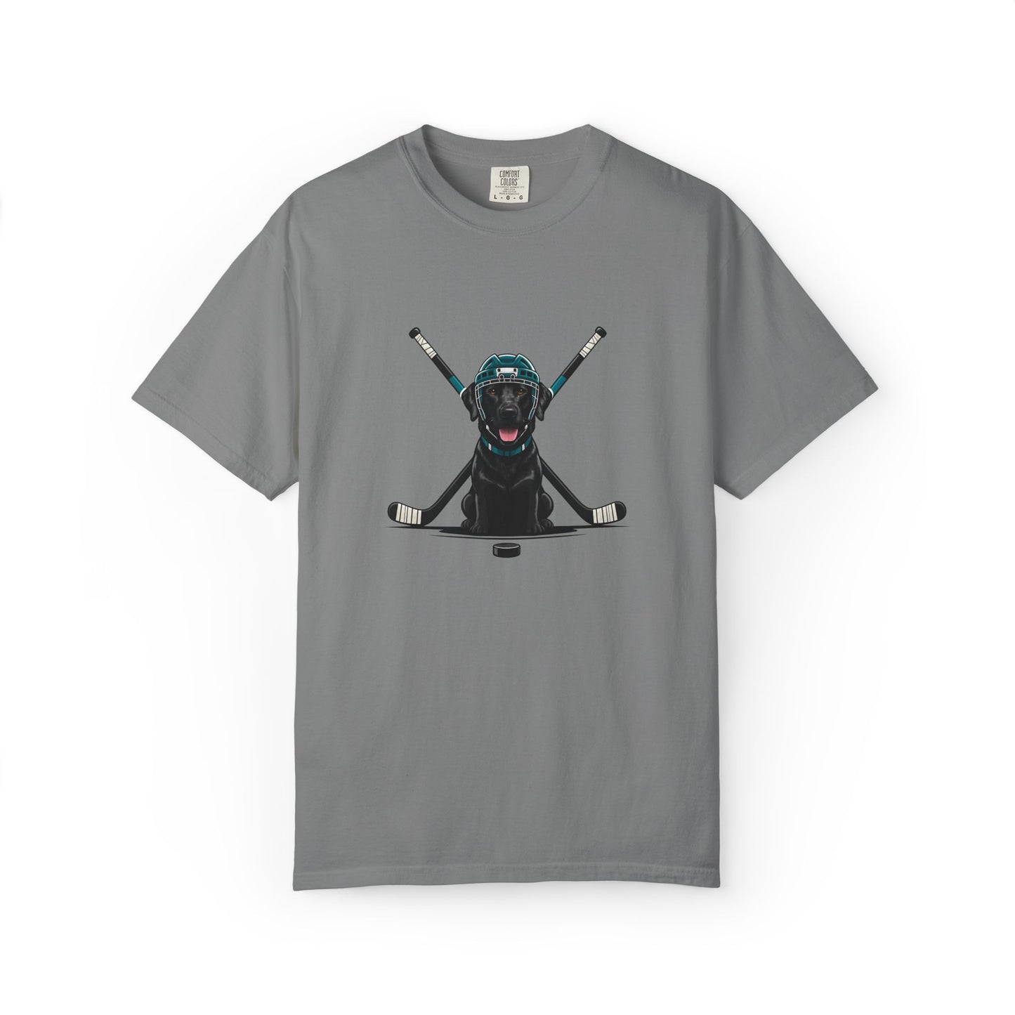 Ice Hounds Black Labrador (Teal Helmet) Hockey Tee