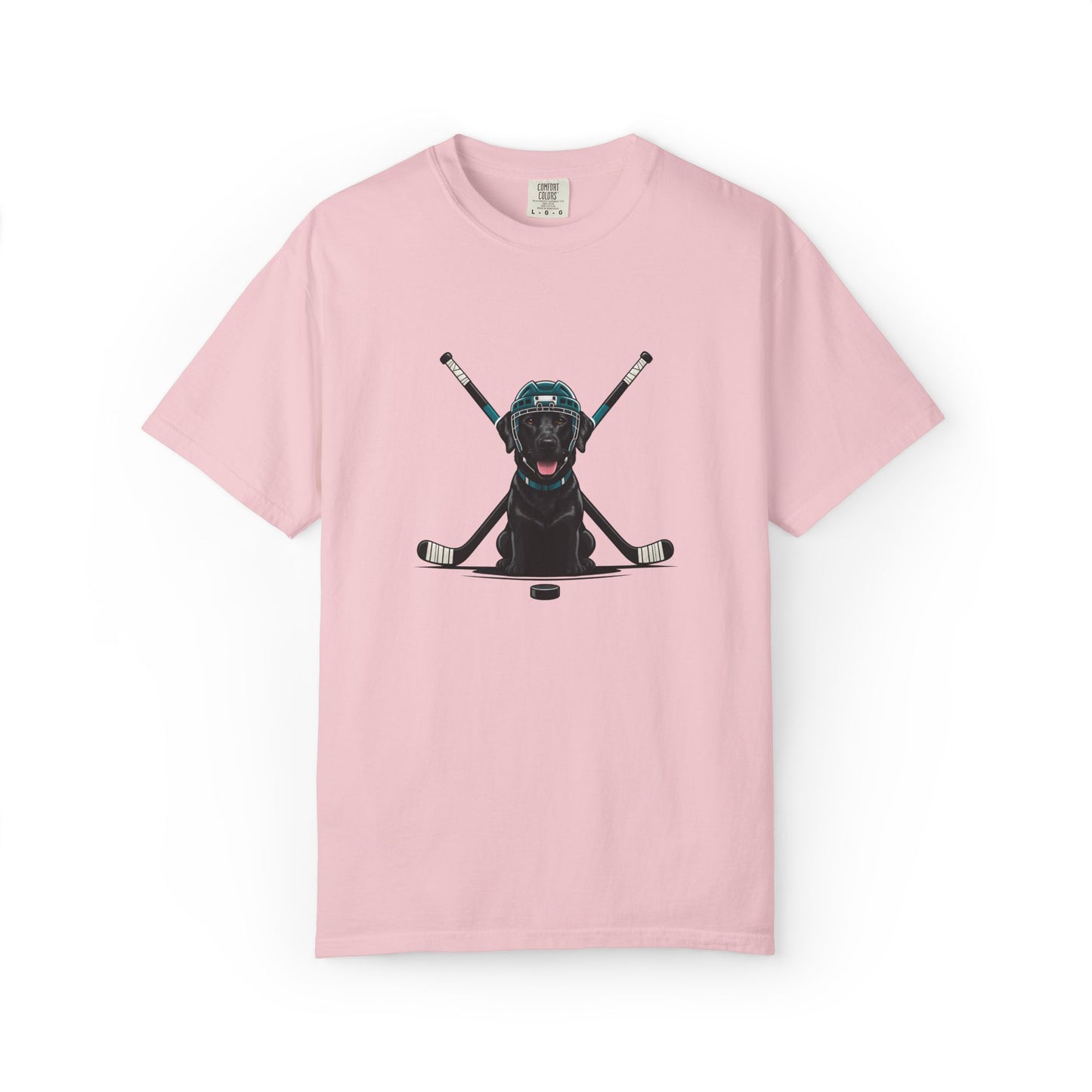 Ice Hounds Black Labrador (Teal Helmet) Hockey Tee