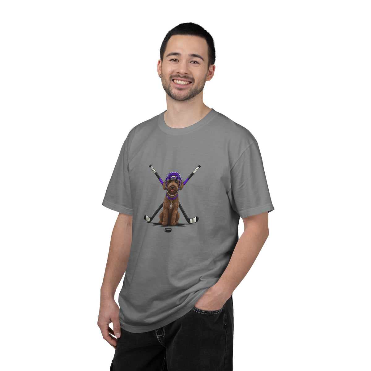 Ice Hounds Australian Labradoodle (Purple Helmet) Hockey Tee