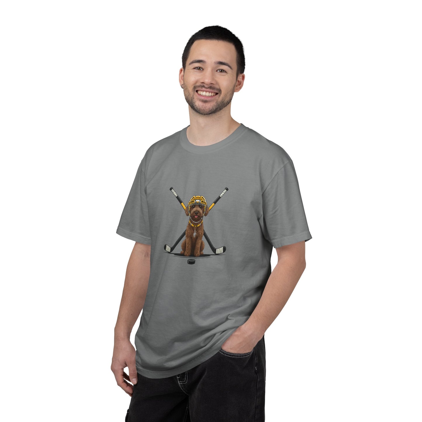 Ice Hounds Australian Labradoodle (Yellow Helmet) Hockey Tee