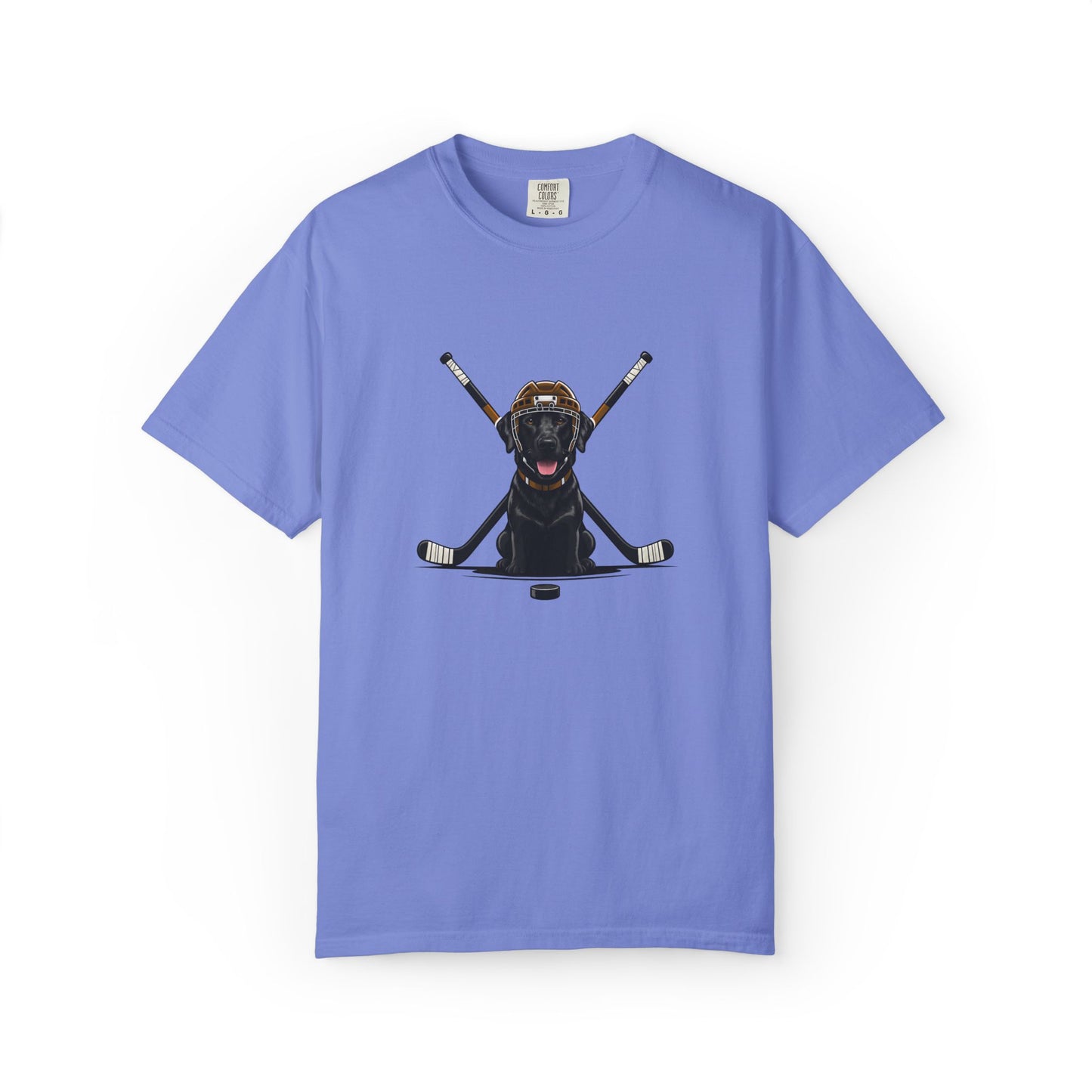 Ice Hounds Black Labrador (Orange Helmet) Hockey Tee