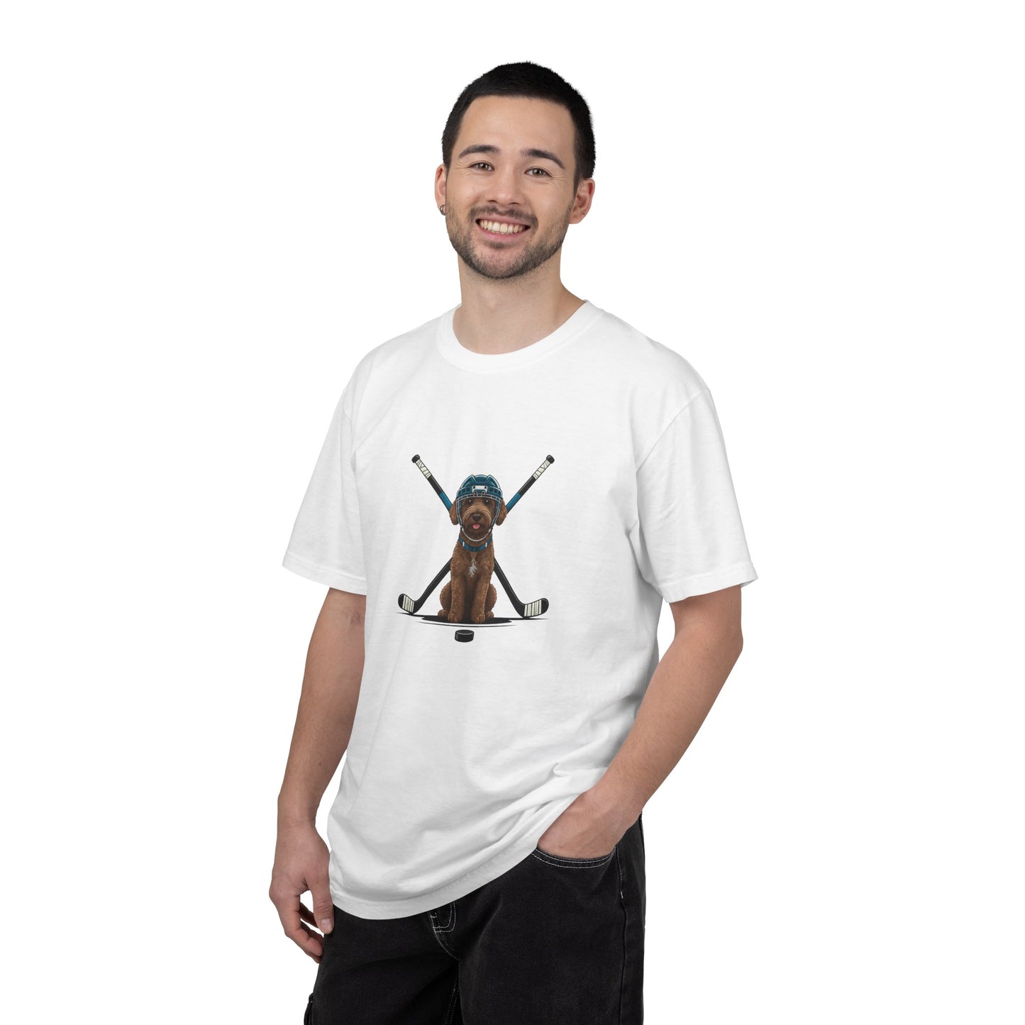 Ice Hounds Australian Labradoodle (Teal Helmet) Hockey Tee