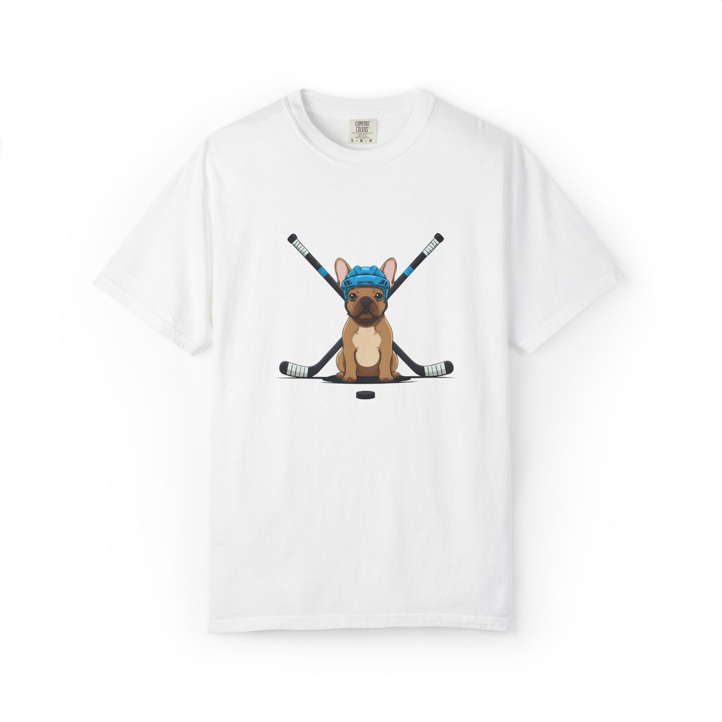 Ice Hounds French Bulldog (Teal Helmet) Hockey Tee