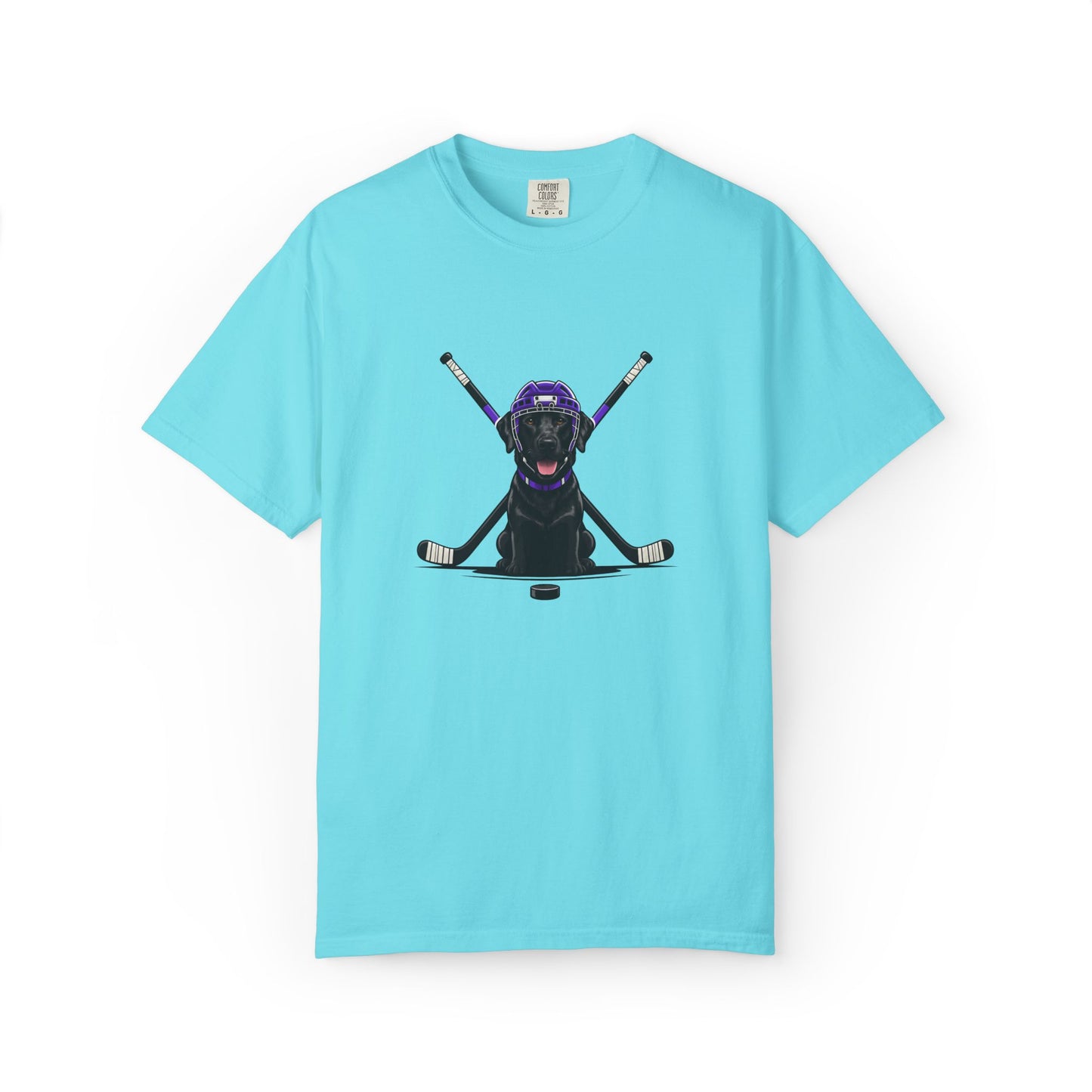 Ice Hounds Black Labrador (Purple Helmet) Hockey Tee