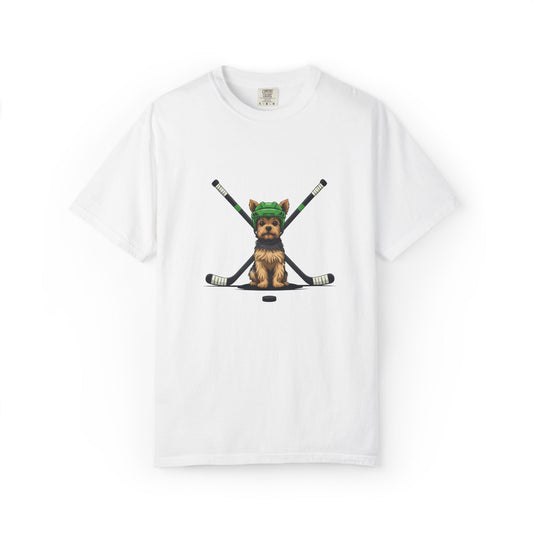 Ice Hounds Yorkshire Terrier (Green Helmet) Hockey Tee