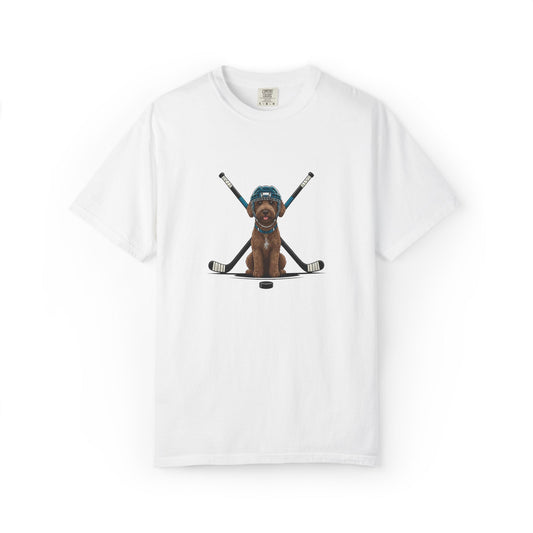Ice Hounds Australian Labradoodle (Teal Helmet) Hockey Tee
