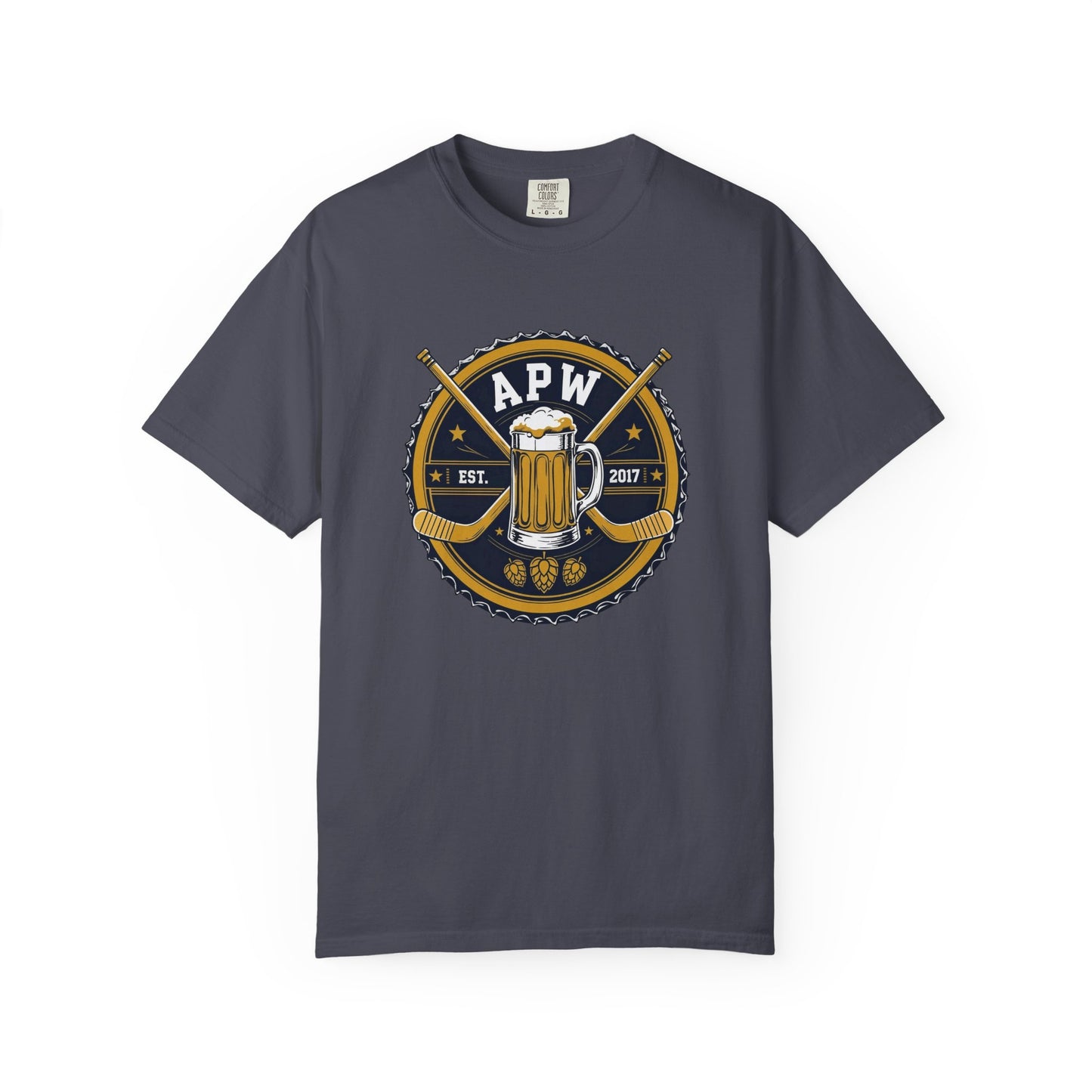 APW Beer League Hockey Vintage Badge Tee - Premium Cotton