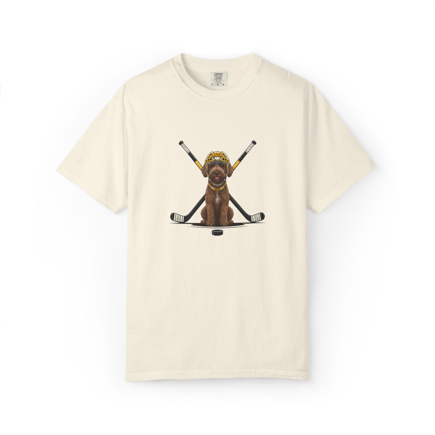 Ice Hounds Australian Labradoodle (Yellow Helmet) Hockey Tee