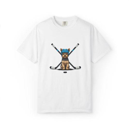 Ice Hounds Yorkshire Terrier (Teal Helmet) Hockey Tee