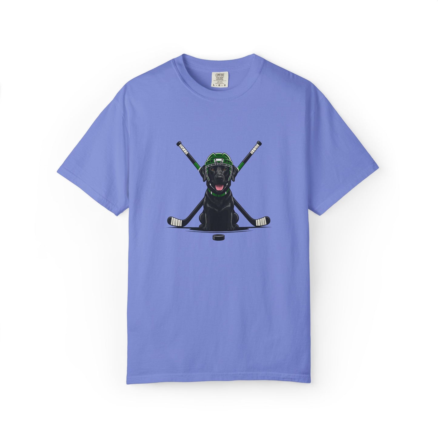 Ice Hounds Black Labrador (Green Helmet) Hockey Tee