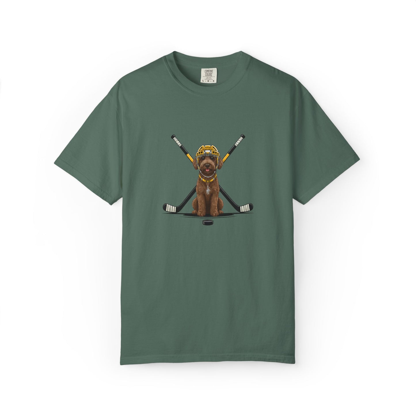 Ice Hounds Australian Labradoodle (Yellow Helmet) Hockey Tee