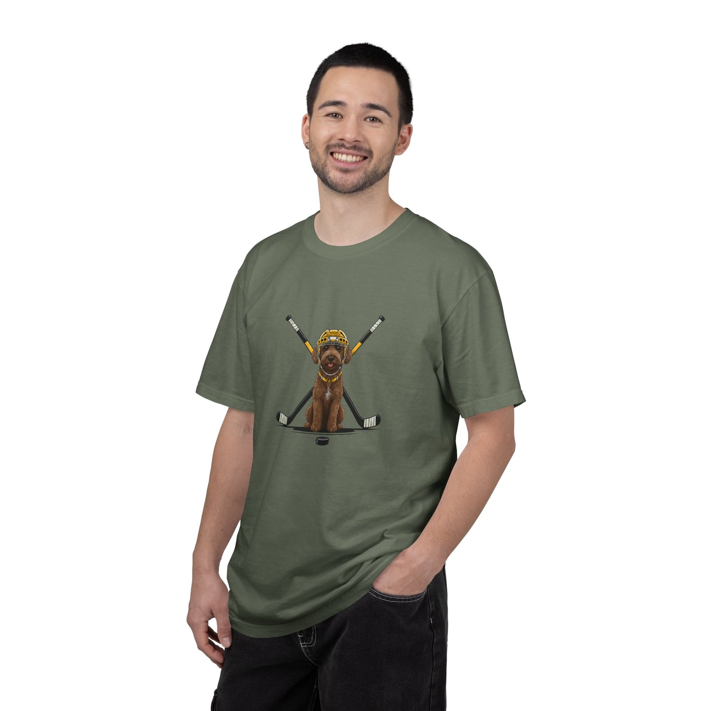 Ice Hounds Australian Labradoodle (Yellow Helmet) Hockey Tee