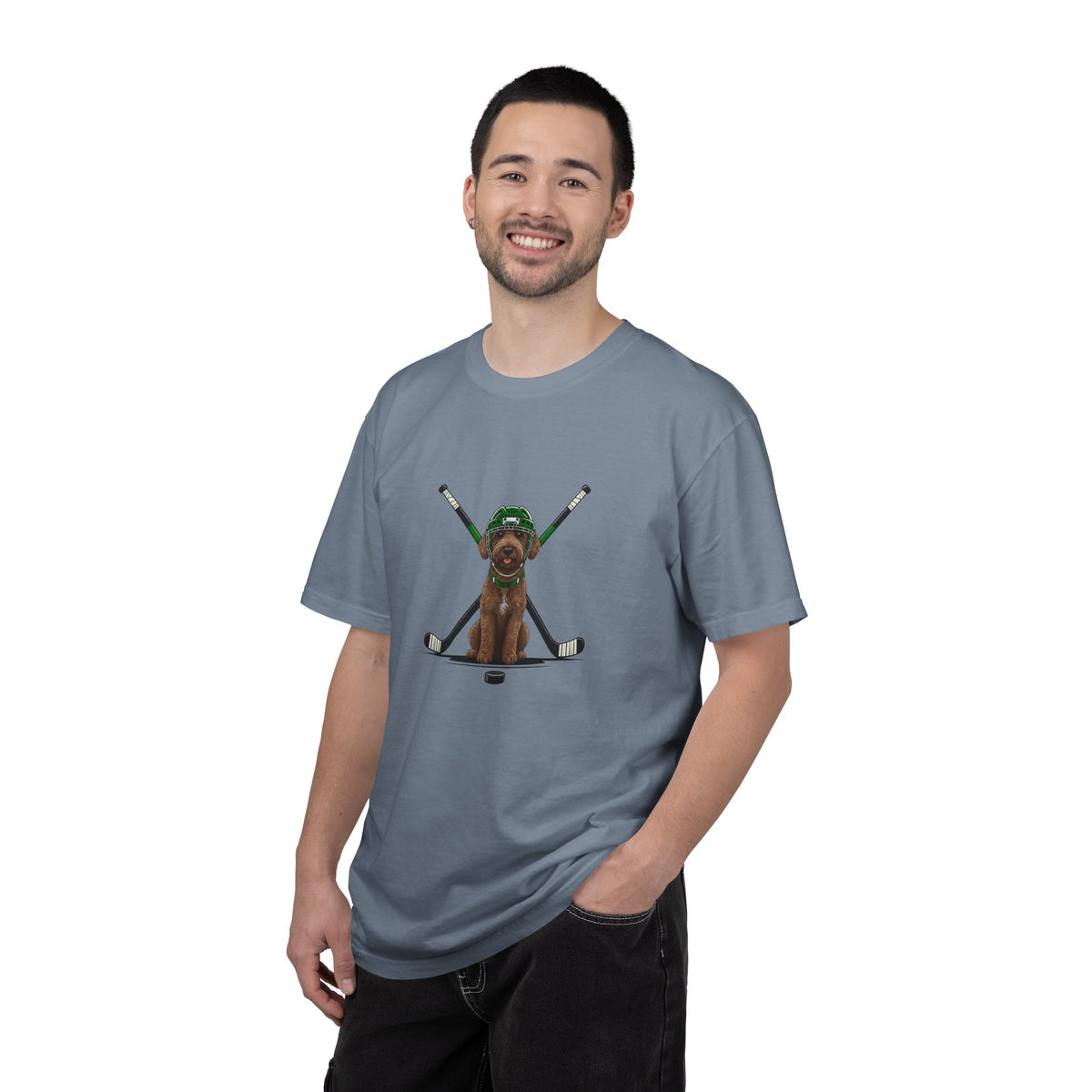 Ice Hounds Australian Labradoodle (Green Helmet) Hockey Tee