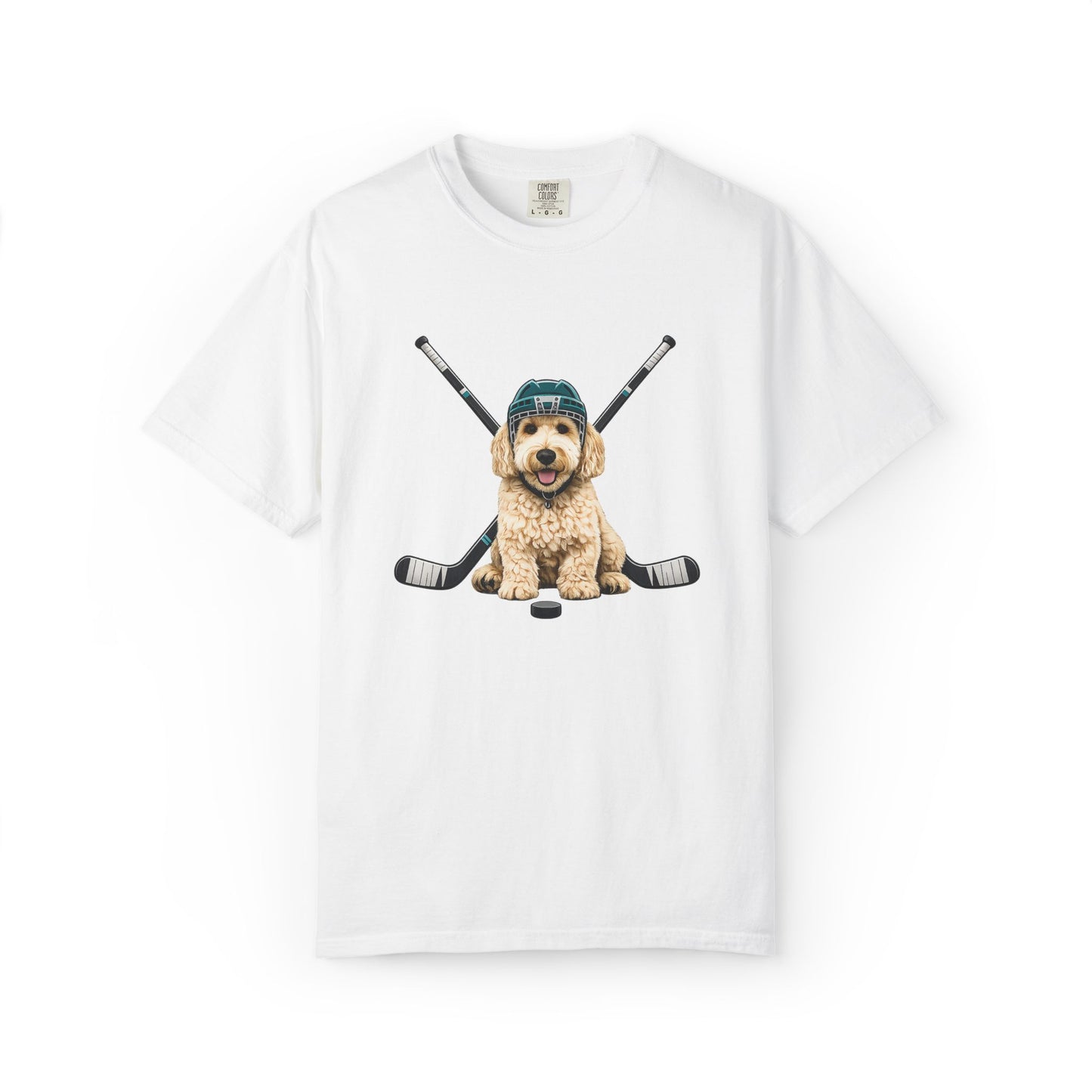 Ice Hounds Golden Doodle (Teal Helmet) Hockey Tee
